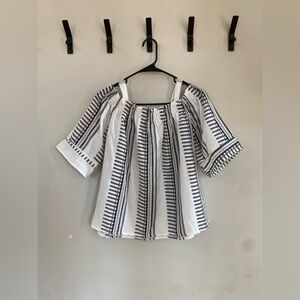 black and white boho off shoulder blouse